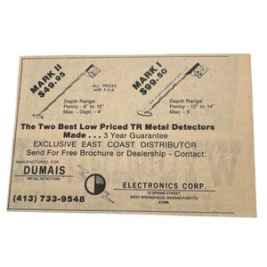 Mark II Metal Detectors Print Ad Vintage 70s Electronics Corp Springfield MA